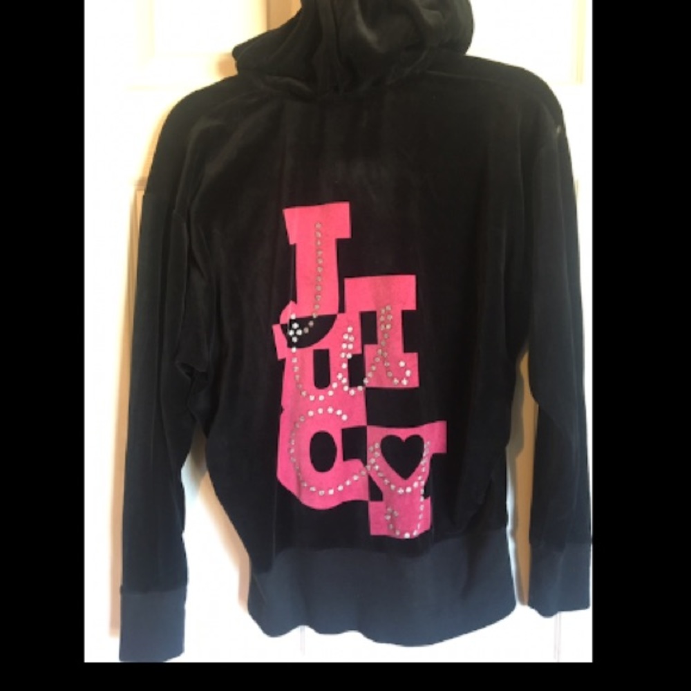 Juicy Couture black and pink velour zip jacket